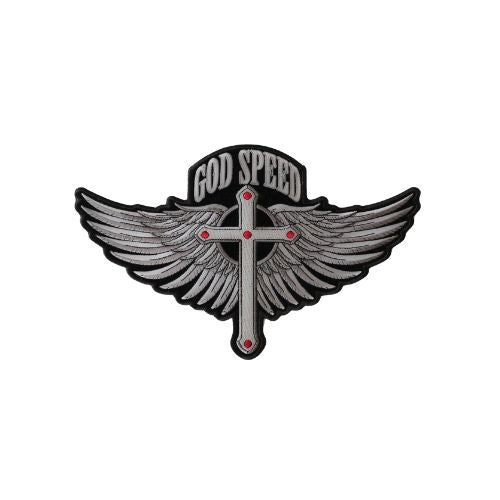 God Speed Cross and Wings Patch Christian Patch - Proudly Represent Your Beliefs and Nation ( 4 x 2  inches )