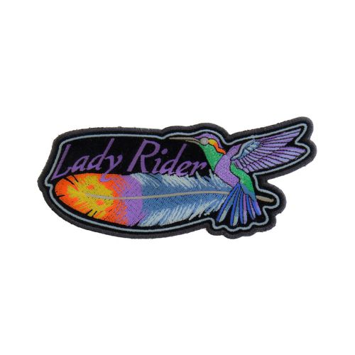 Hummingbird Lady Rider Embroidered Patch front product view
