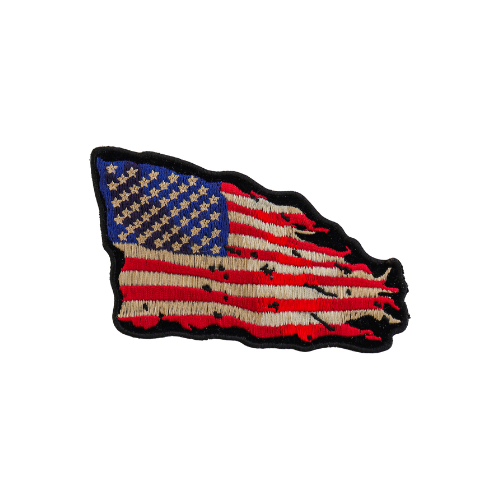 Tattered US American Flag iron on Patch ( 4 x 3 inche )