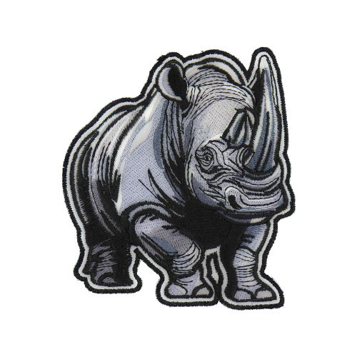 Gray Rhino Embroidered Patch front product view