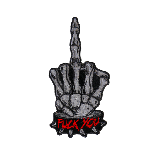 Skeleton Fuck You Middle Finger Patch ( 4 x 4 inche )