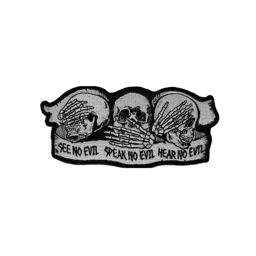 See No Evil Speak No Evil Hear No Evil Skull Patch ( 4.5 x 2 inches )