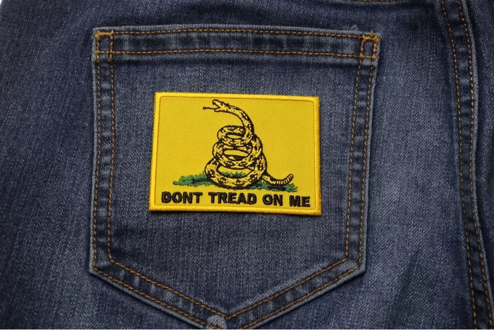 Gadsden Flag Don't Tread on Me Embroidered Patch reverse and construction view
