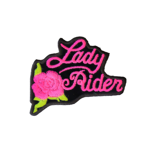 Pink Lady Rider Rose Embroidered Patch product image 1