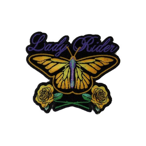 Lady Rider Butterfly Embroidered Patch front product view