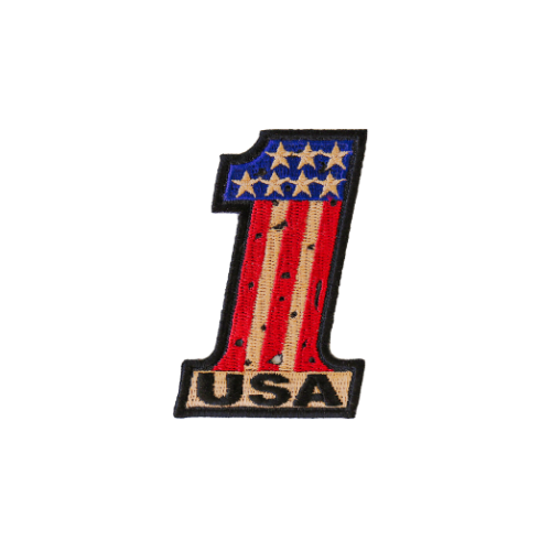 Number 1 USA Vintage Flag Embroidered Patch
