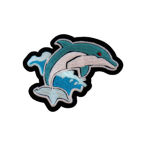Ocean Dolphin embroidered patch front product view