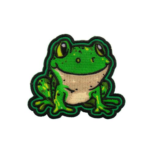 Green Frog Embroidered Patch front product view