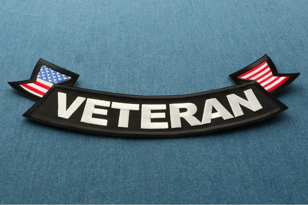 Veteran American Flag Bottom Rocker Embroidered Patch