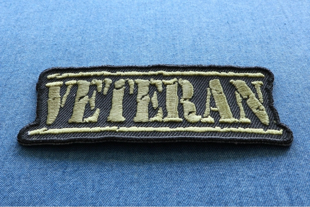 Veteran Patch Golden Thread iron on Embroidery Patches  (  3.5 x 2  inche )