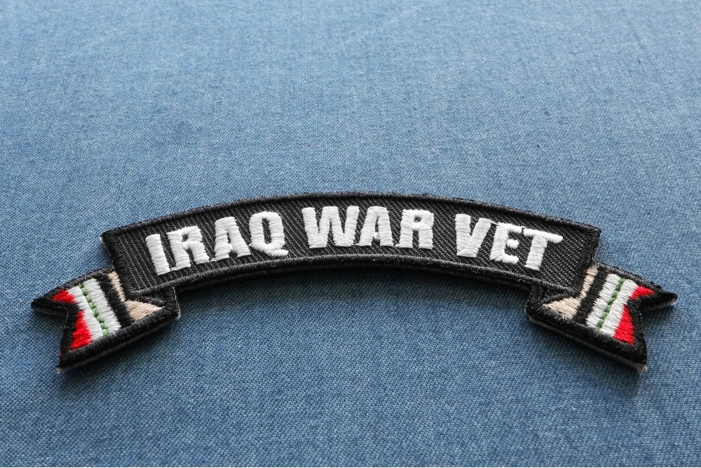 Iraq War Vet Ribbon Small Rocker Patch ( 4 x 1.5 inches )