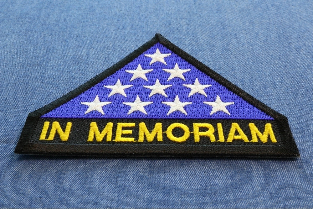 In Memoriam Folded Flag Embroidered Patch reverse and construction view