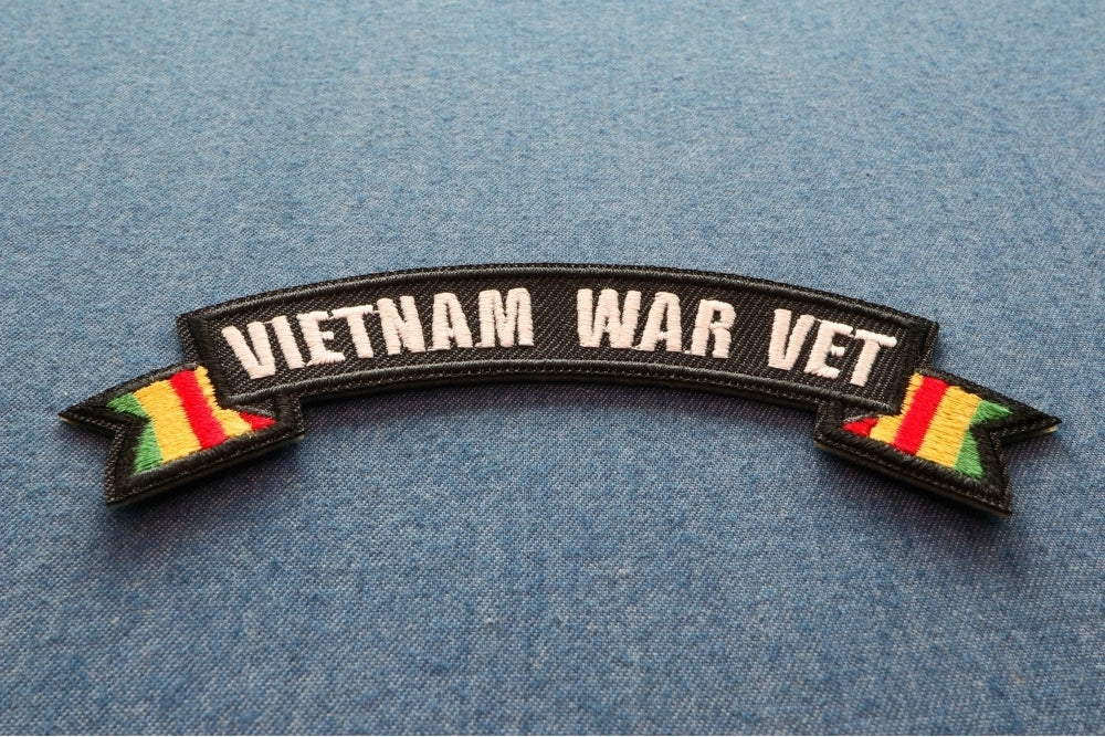 Vietnam War Vet Ribbon Small Rocker Patch ( 4 x 1.5 inche )