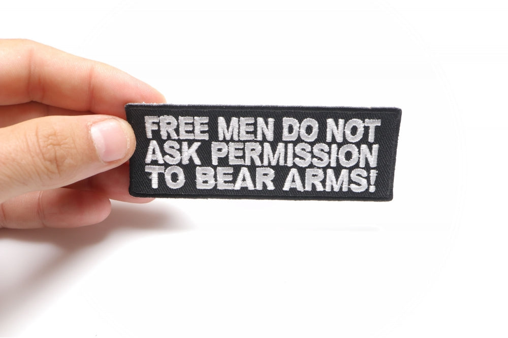 Free Men Bear Arms Embroidered Patch shown for scale