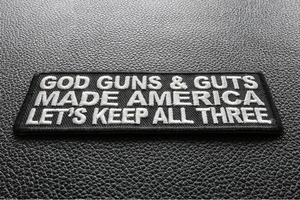 God Guns and Guts Embroidered Patch reverse and construction view