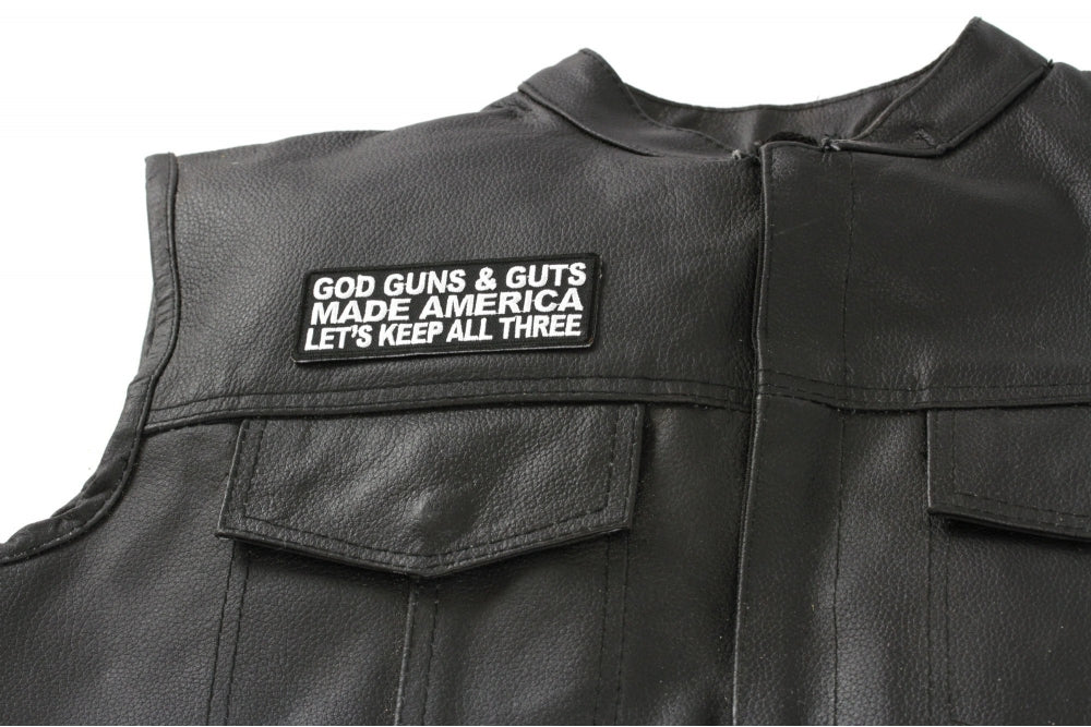 God Guns and Guts Embroidered Patch stitching detail