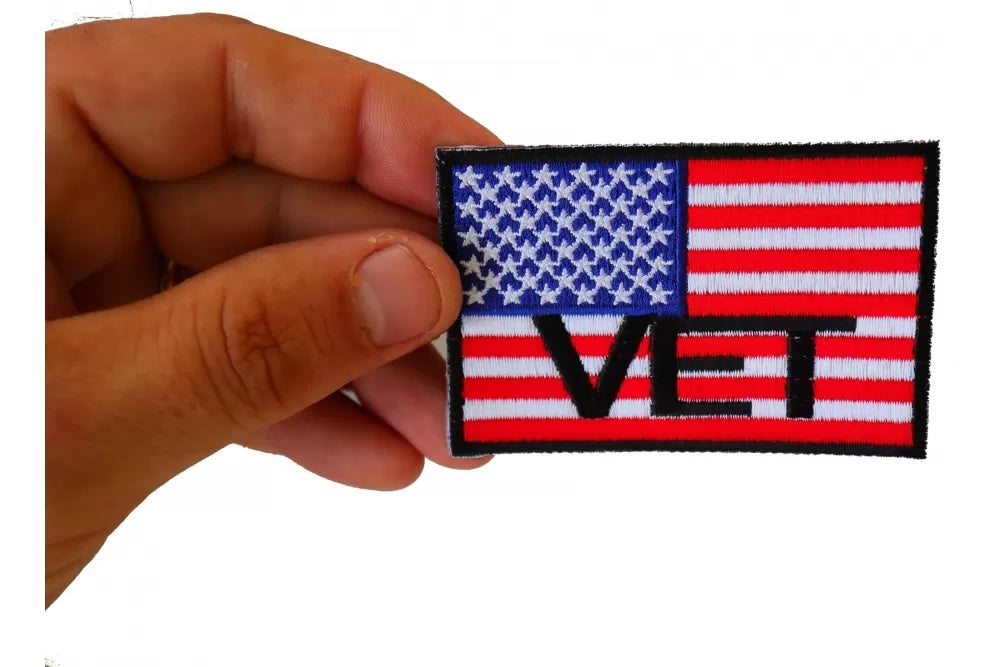 American Flag Veteran Embroidered Patch shown for scale