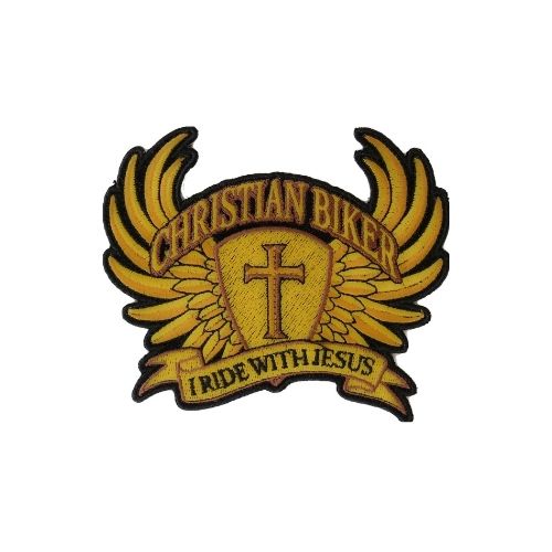 I Ride with Jesus Brown Embroidered Patch product image 1