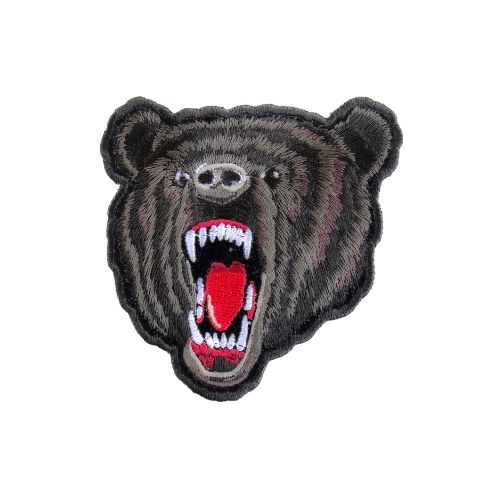 Small Black Bear Embroidered Patch front product view
