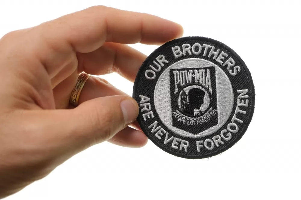 Our Brothers Never Forgotten Embroidered Patch shown for scale
