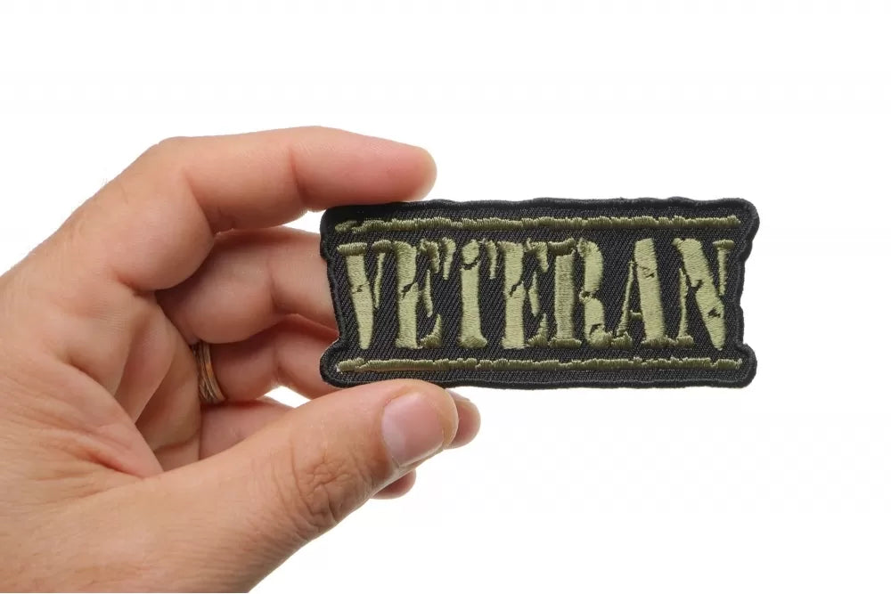 Veteran Patch Golden Thread iron on Embroidery Patches  (  3.5 x 2  inche )