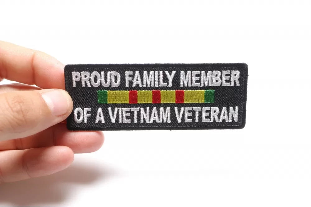 Proud Family Vietnam Vet Embroidered Patch shown for scale