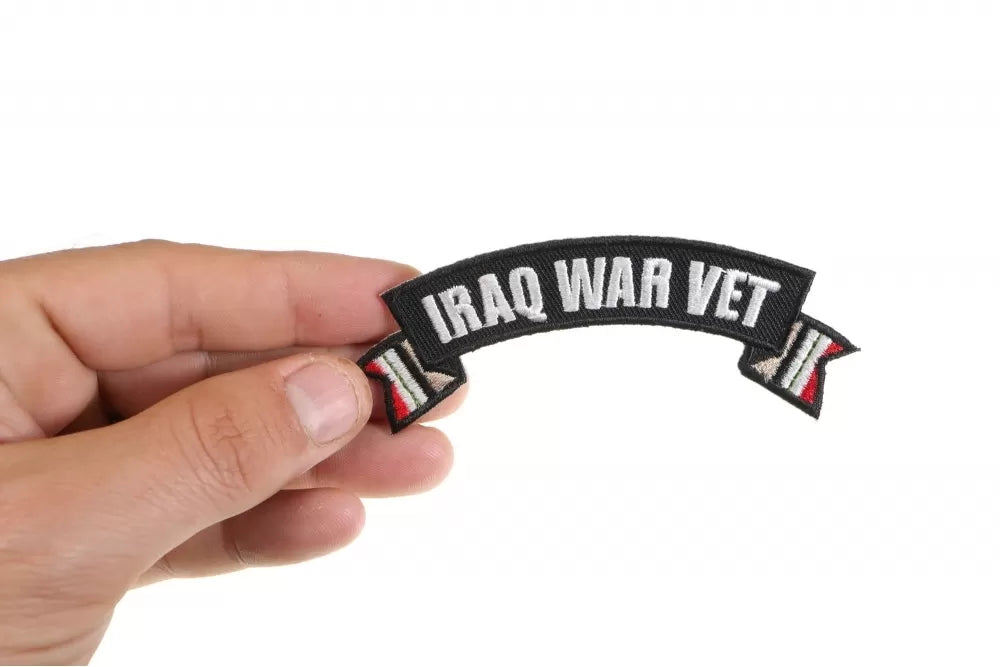 Iraq War Vet Ribbon Embroidered Patch shown for scale