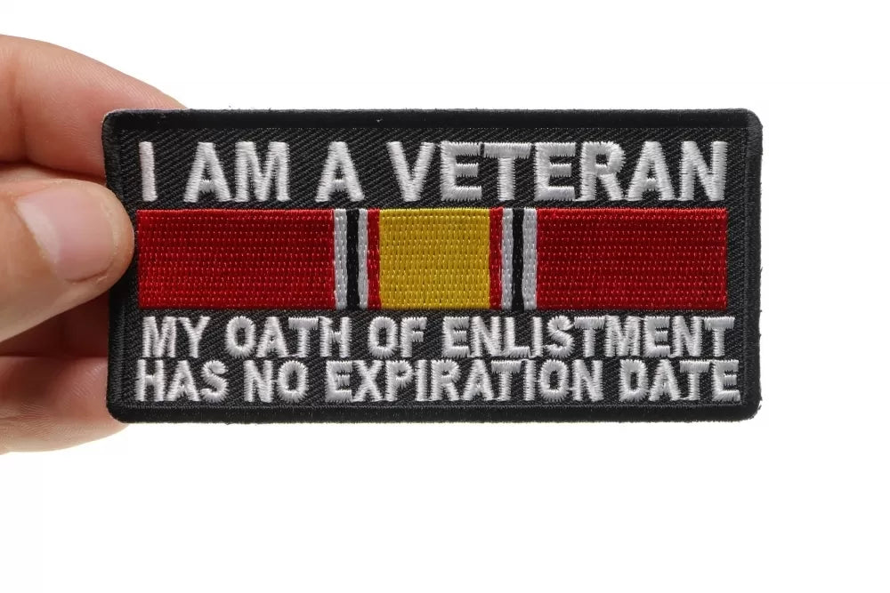 Veteran Oath No Expiration Embroidered Patch actual product photo 3