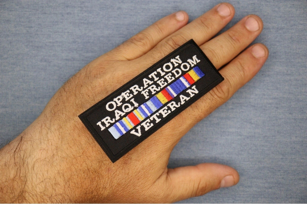 Operation Iraqi Freedom Veteran Embroidered Patch shown for scale