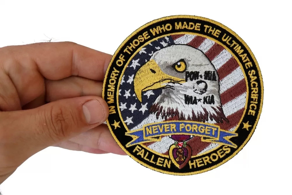 Fallen Heroes Memorial Embroidered Patch shown for scale