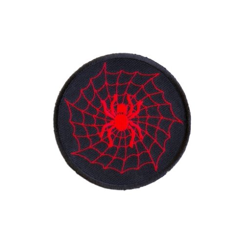 Red Spider Web Embroidered Patch front product view