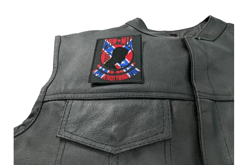 Confederate POW MIA Embroidered Patch shown for scale
