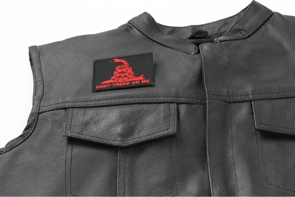 Don't Tread on Me Gadsden Red Black Embroidered Patch apparel application view