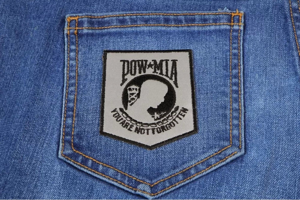 POW MIA Reflective Embroidered Patch apparel application view