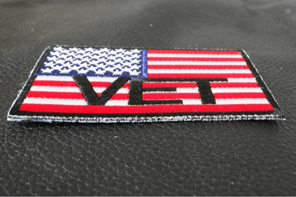 American Flag Veteran Embroidered Patch stitching detail