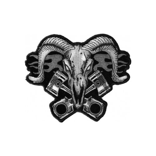 Ram with Pistons Embroidery Patch Built for the Fearless ( 4 x 4 inches )