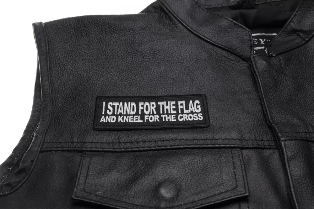 I Stand For The Flag And Kneel for The Cross Patch ( 4 x 2  inches )