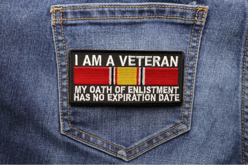 Veteran Oath No Expiration Embroidered Patch actual product photo 5