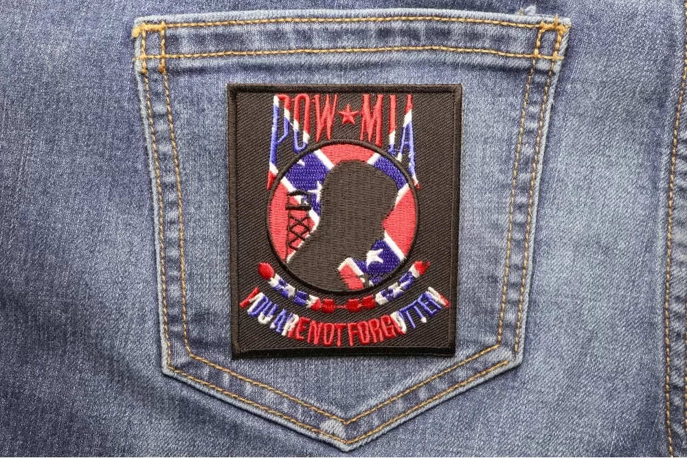 Confederate POW MIA Embroidered Patch apparel application view