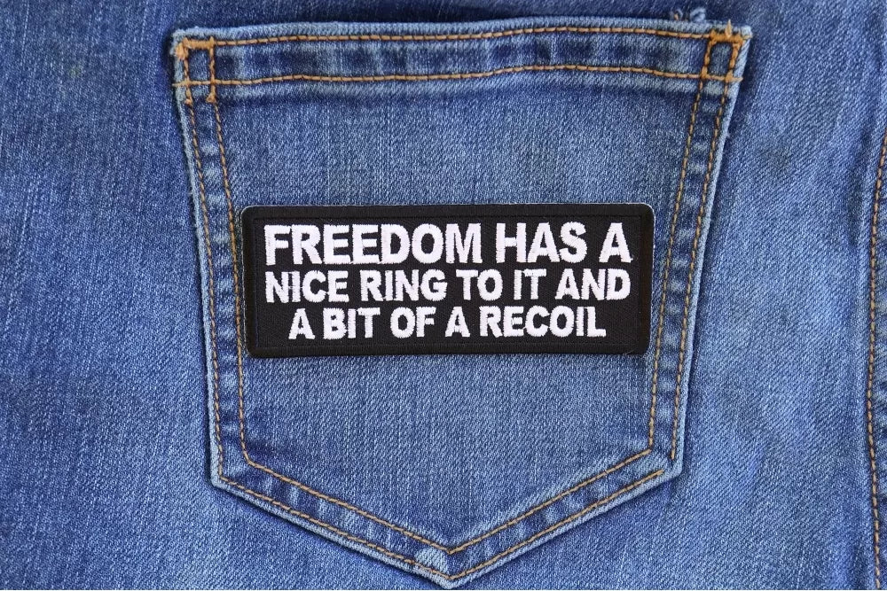 Freedom and Recoil Embroidered Patch stitching detail