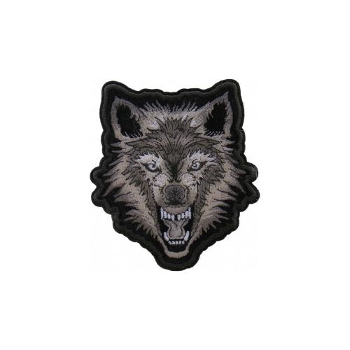 Wild Snarling Wolf Embroidered Patch front product view