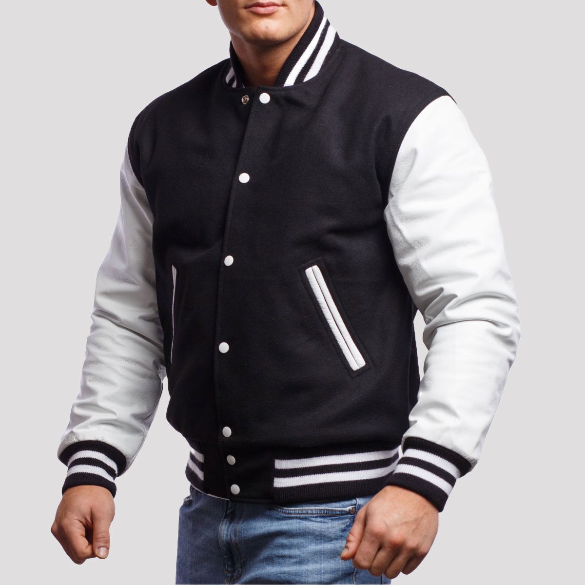 Wool Body & Bright Leather Sleeves Letterman Jacket