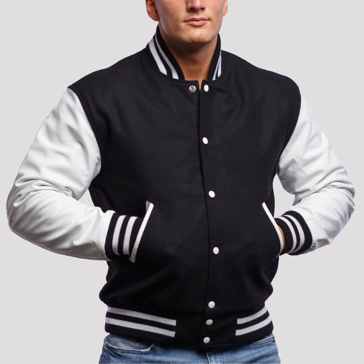 Wool Body & Bright Leather Sleeves Letterman Jacket