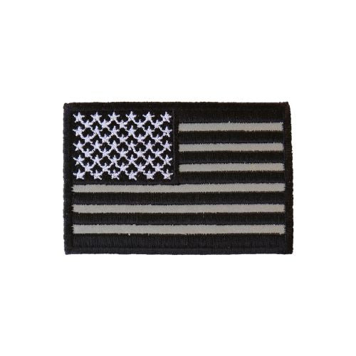 Black and White Reflective US Flag Embroidered Patch actual product photo