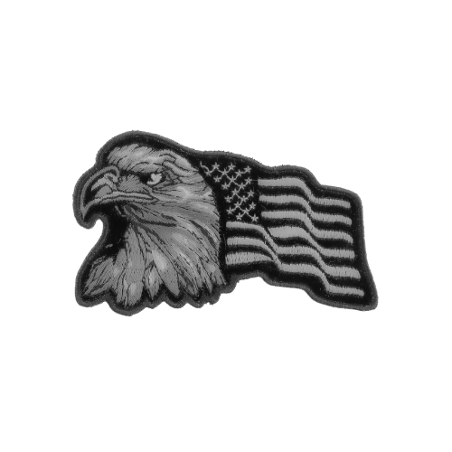Black Silver Eagle Flag Embroidered Patch