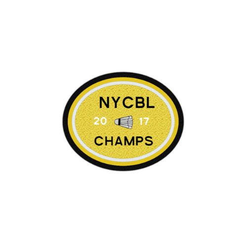Badminton Oval Shape Patch - Energetic Chenille Patches for Sports Enthusiasts ( 4 x 5 inches )