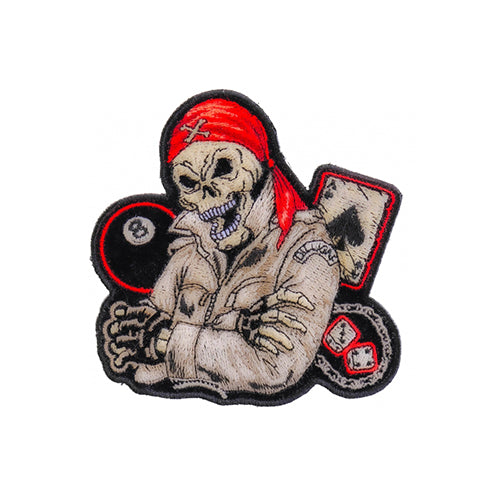 Biker Skull Dice 8-Ball Embroidered Patch product image 1