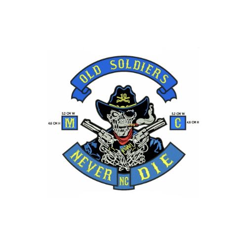 Old Soldiers never die iron on embroidered Patches set ( 5x5 inches )