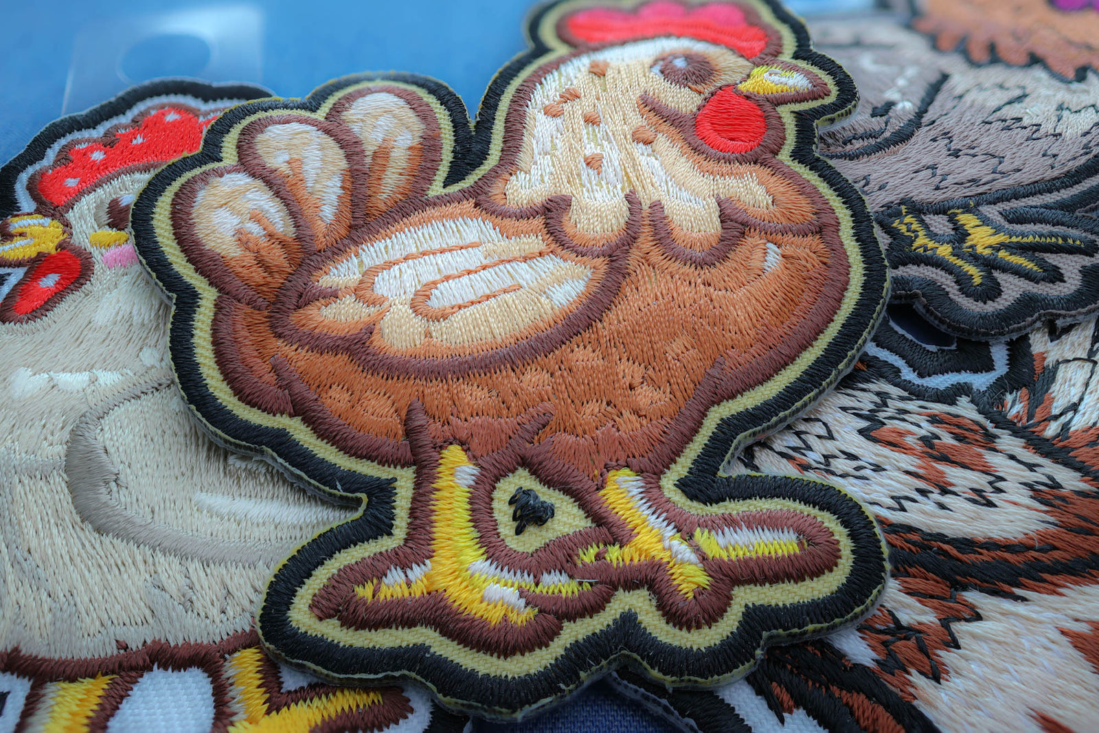 Cute Chicken Embroidered Patch stitching detail
