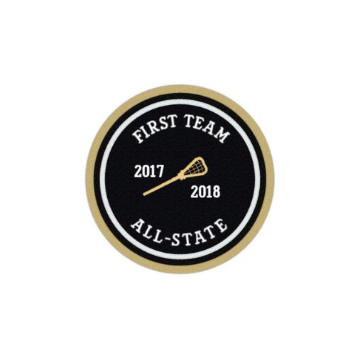 Circle Shape Lacrosse Patch Chenille Patches - Fierce Design for Lacrosse Players ( 4 x 4  Inche)